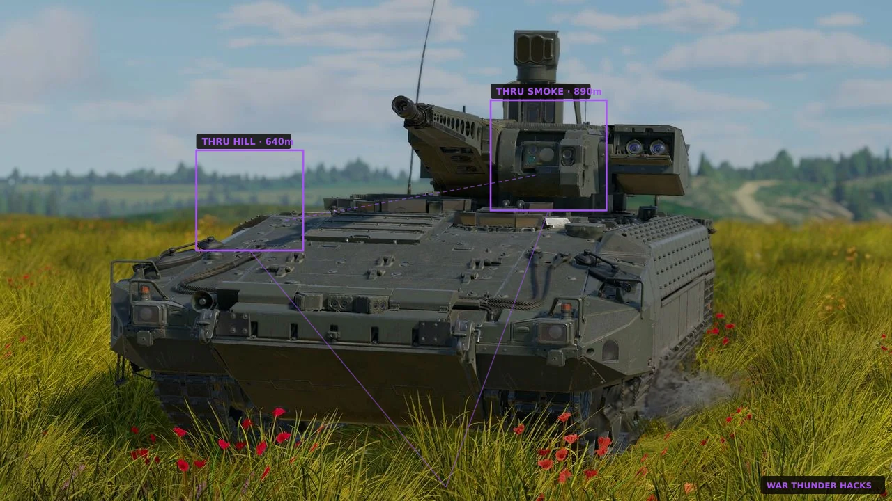 ESP wallhack overlay showing players and loot in War Thunder